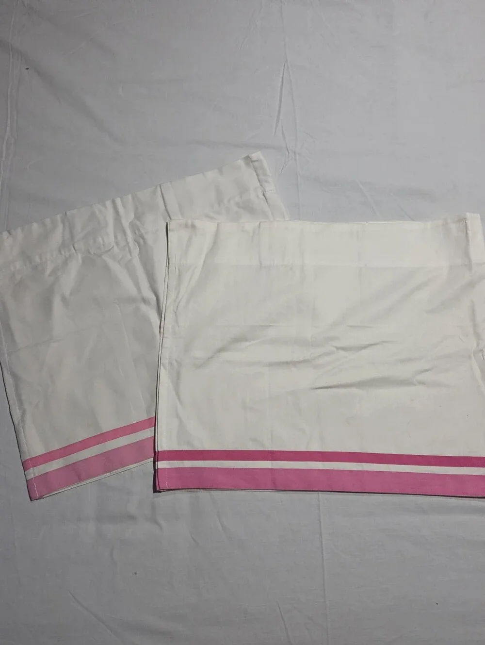 Pottery Barn Kids Harper White Pink Trim Valances Set of 2